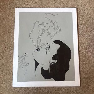 Painted canvas with drawing